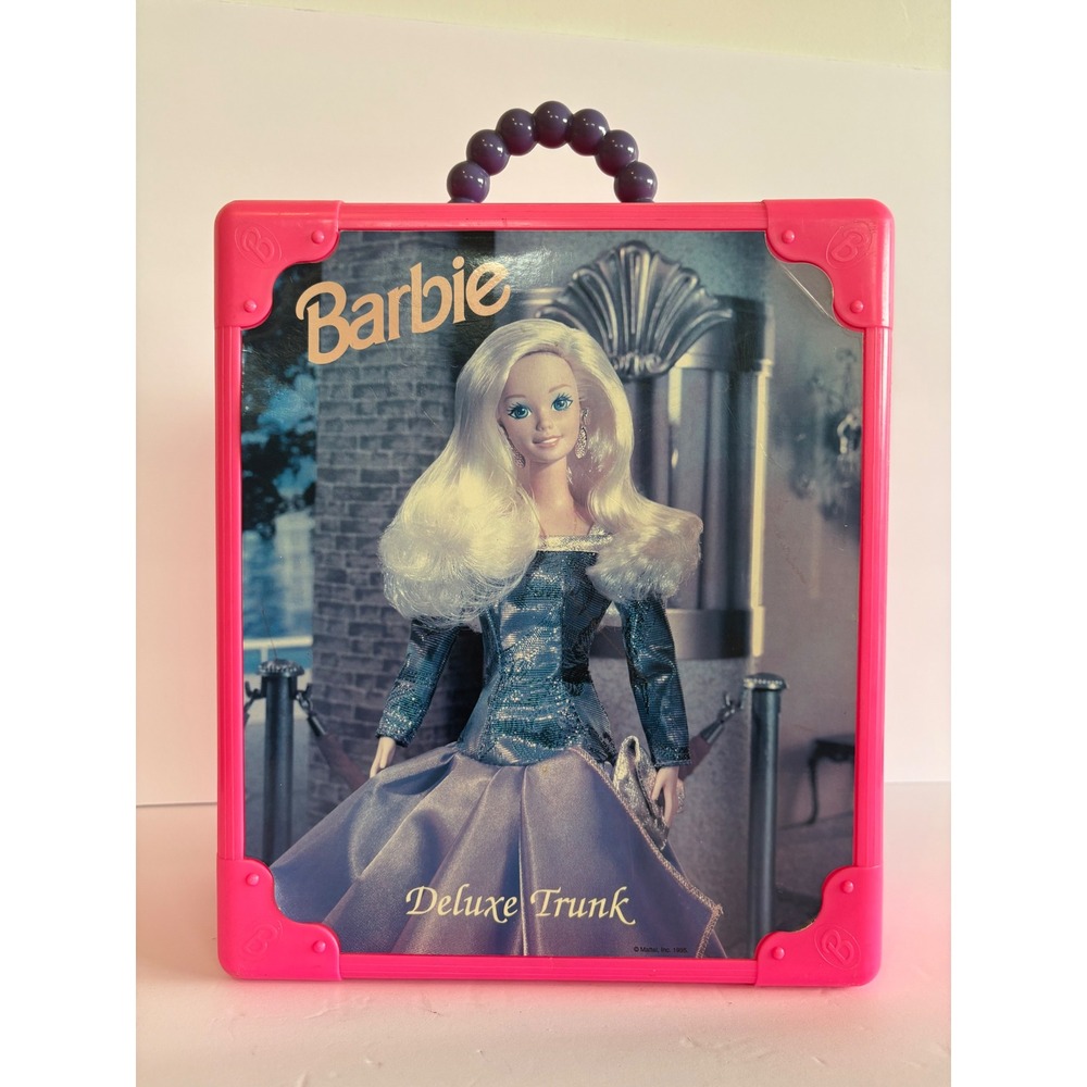Vintage 1995 Barbie Deluxe Trunk Pink Plastic Doll Carrying Case Tara Toy Corp